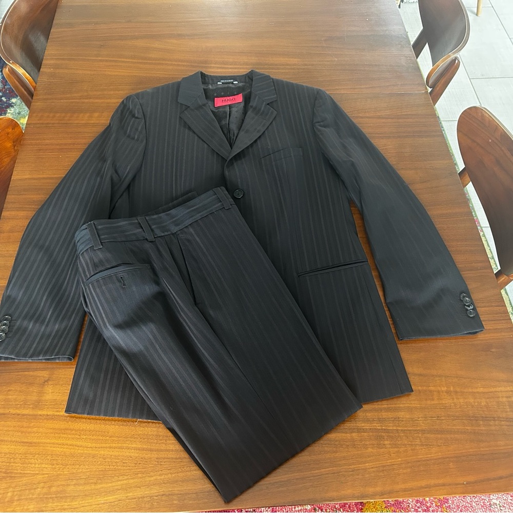 Hugo Boss suit. Brown on brown stripe size 40R